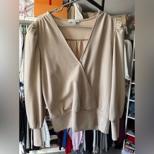 Allison Joy Neutral Ribbed Beige Top